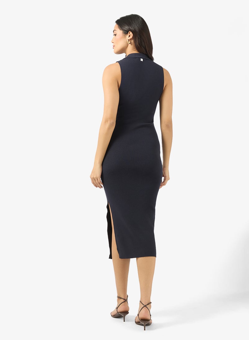 BCBG Ribbed Collared Bodycon midi Dress - Image 2