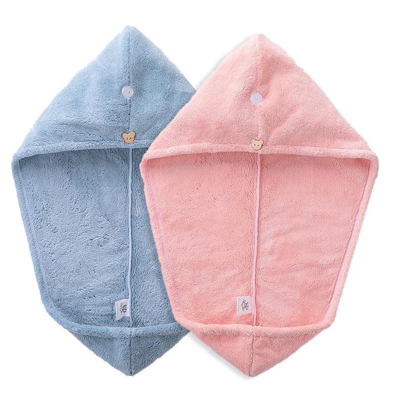 PROLIXR Microfiber Hair Towel Wrap Pink Blue Combo Quick Drying FrizzFree Hair Super Absorbent Gentle on Hair and Skin Hair Types Microfibre Towel Created by Savio John Pereira - Image 1