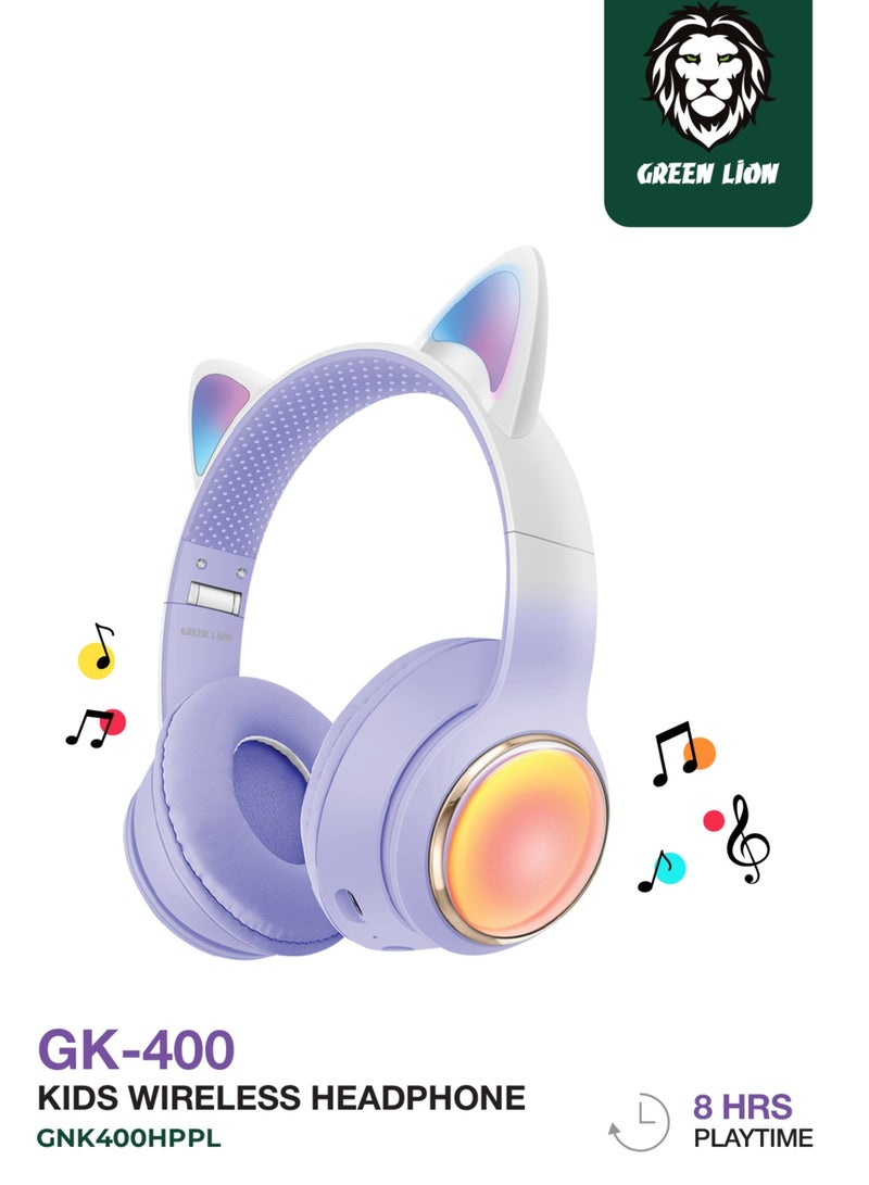 GREEN LION Kids Wireless Headphone with LED Lights / Volume Limiting for Hearing Protection/Safe For kids / High Quality/ Light Effect /Lightweight Ergonomic and Tough /Comfortable Kid Headphones - Purple - Image 1