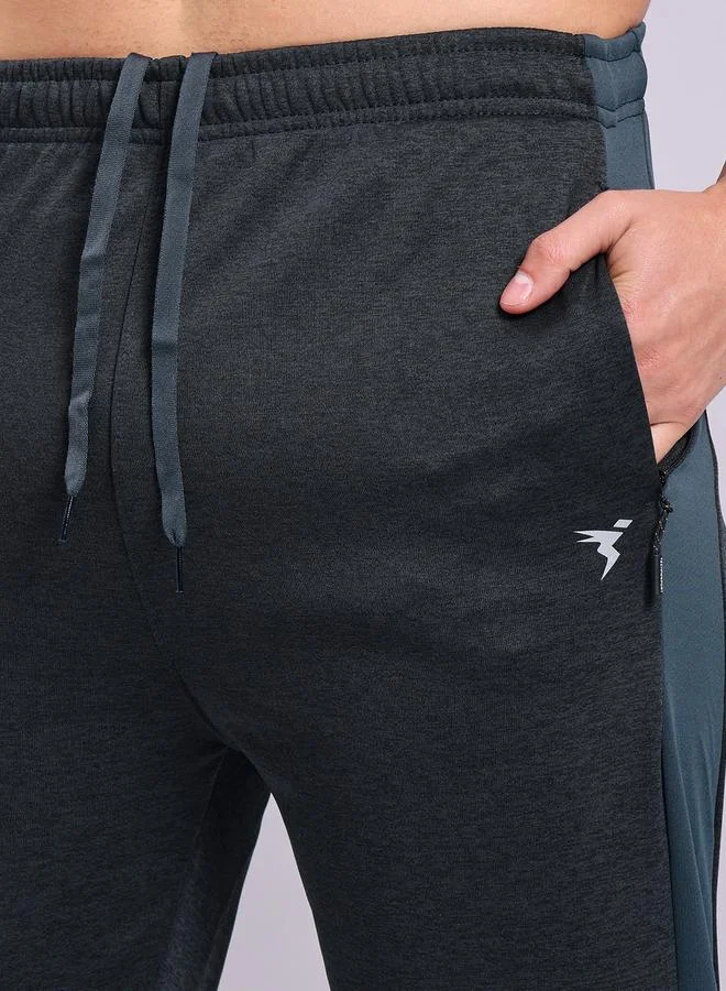 Technosport charcoal Technosport Contrast Side Panel Slim Fit Track Pants for Men | Best Price UAE