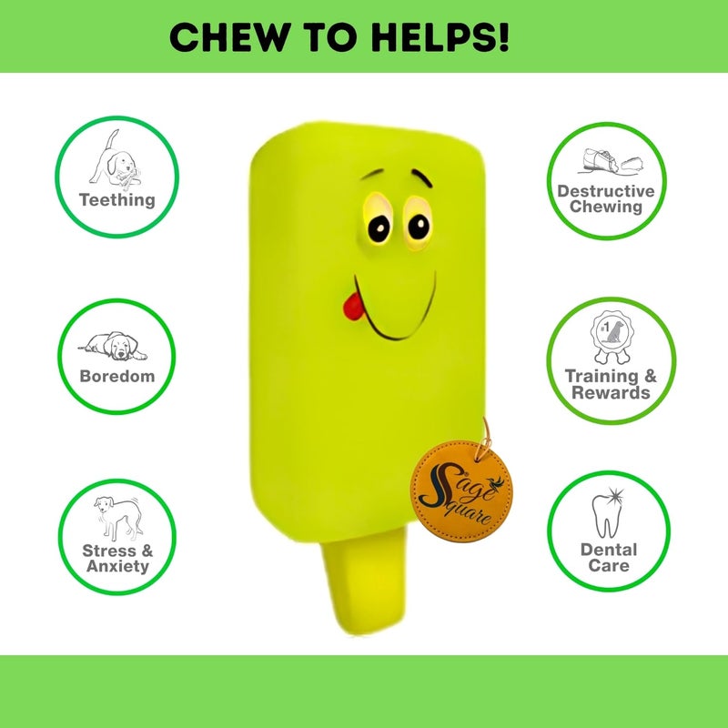 Sage Square Ice Cream Shape Smiley Interactive Pet Squeaky Toy: Durable, Safe, Fun Chew Toy for Dogs - Perfect for Playtime, Dental Health, Anxiety Relief - Ideal for Small, Medium & Large Breeds - Image 3