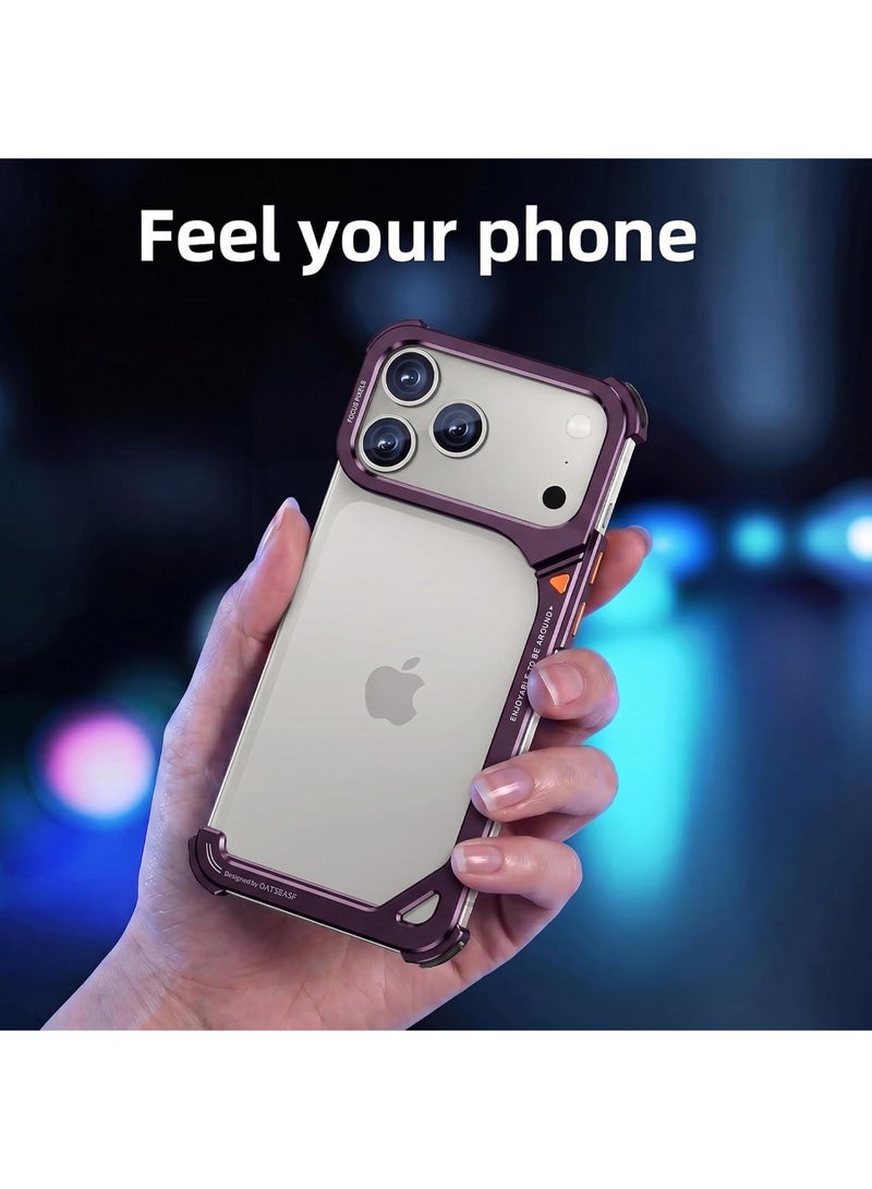 أوتس باسف جراب لهاتف iPhone 18 Pro / iPhone 17 Pro، مزود بحامل، تصميم مفتوح من الخلف، إطار من الألومنيوم، وحماية ضد الصدمات عند الزوايا الأربع. - Image 5