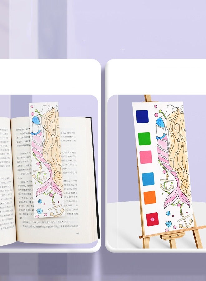 12 Page Mermaid Children's Coloring Book with Brushes and Paint - Image 5