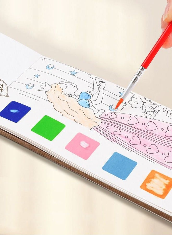 12 Page Mermaid Children's Coloring Book with Brushes and Paint - Image 3