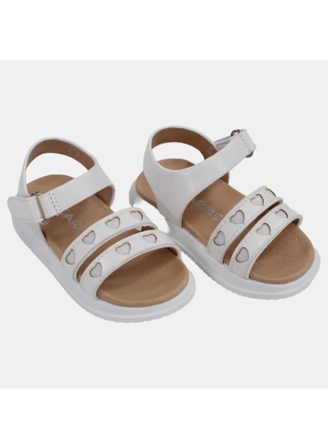 Baby Girls Leather Sandals with Cute Little Hearts - Image 1