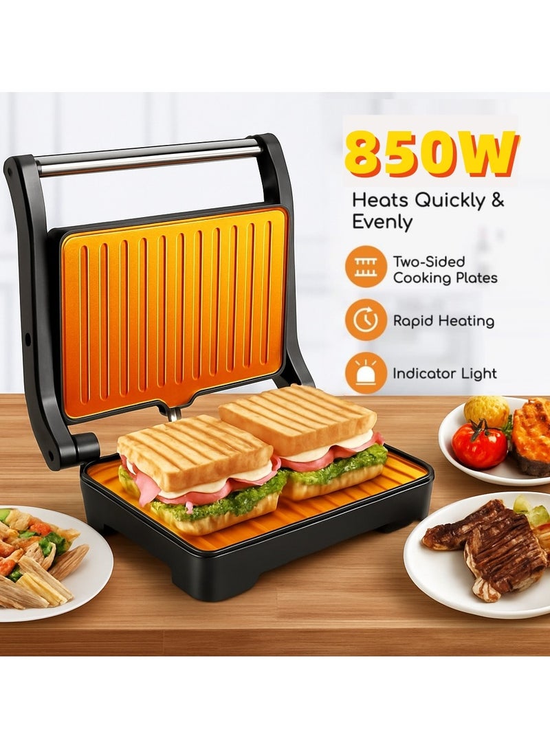 سوكاني صانعة السندوتشات شواية بانيني/ساندويتش غير لاصقة، ماكينة شرائح اللحم، صانع ساندوتش داخلية، 850 واط، للحوم المشوية، النقانق، الهامبرجر، ساندويتش الخبز,سخانة ساندوتش,سخان ساندوتش, حماصة ساندوتش, - Image 2