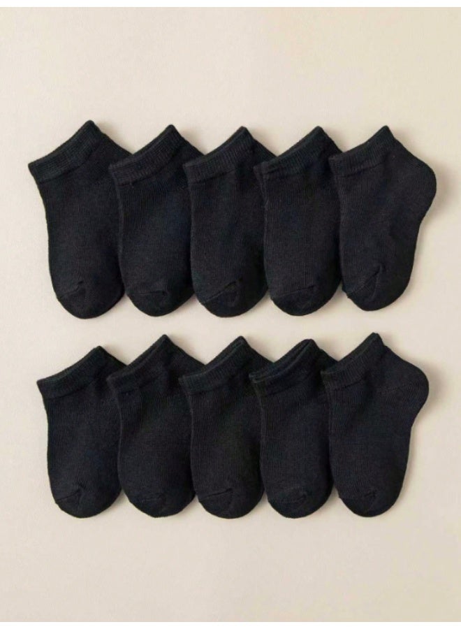 Baby Cotton Ankle Socks – Black Low Cut Socks for Infants (0–6 Months) – Soft Breathable Everyday Wear – 10 Pairs - Image 2