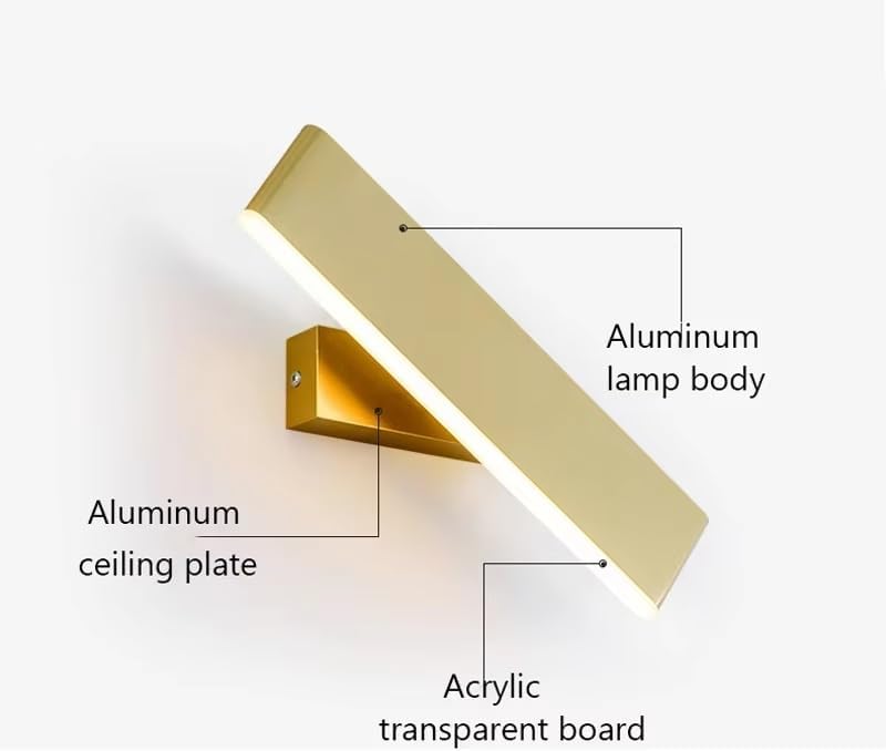 Nordic Bedside Wall Lamp Can Be Rotated Minimalist Living Room Background Light Corridor Home,Energy Conservation (Gold) - Image 5
