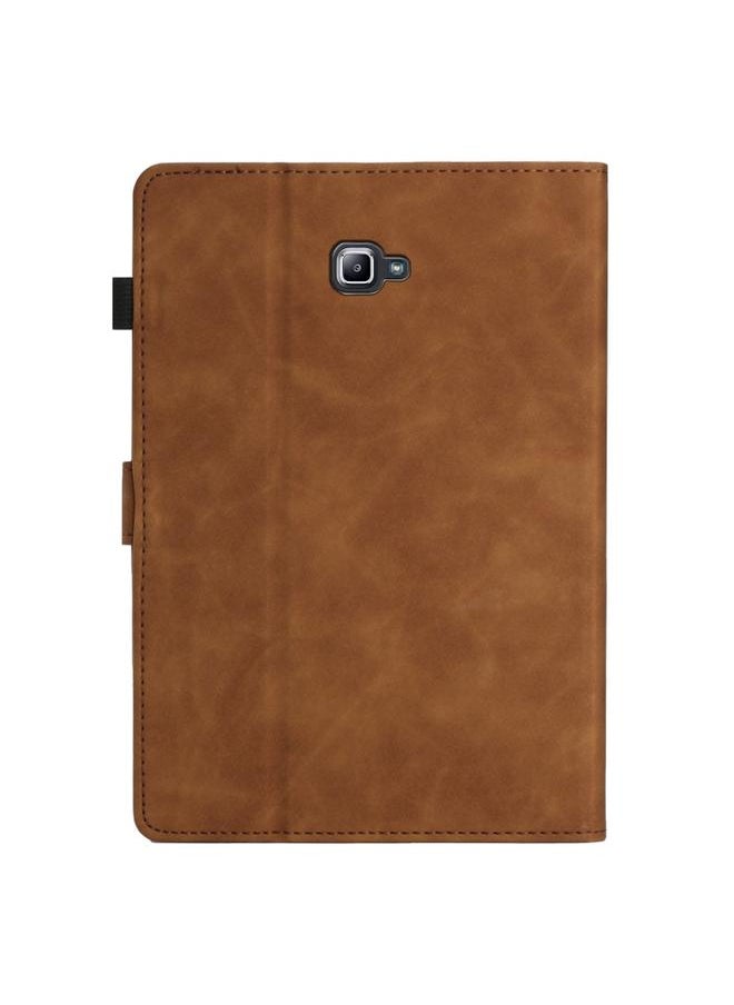 Green Tiger - Samsung Galaxy Tab A 10.1 T580 T585 Coconut Tree Embossed Smart Leather Tablet Case Brown - Image 1