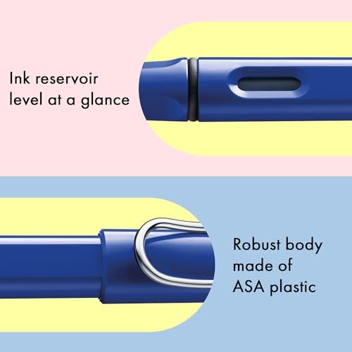LAMY safari blue - Fountain Pen with ergonomic grip & polished steel nib in size B - ideal for any Writing & Calligraphy - including LAMY T 10 blue cartridge - Right-Handed - Image 4
