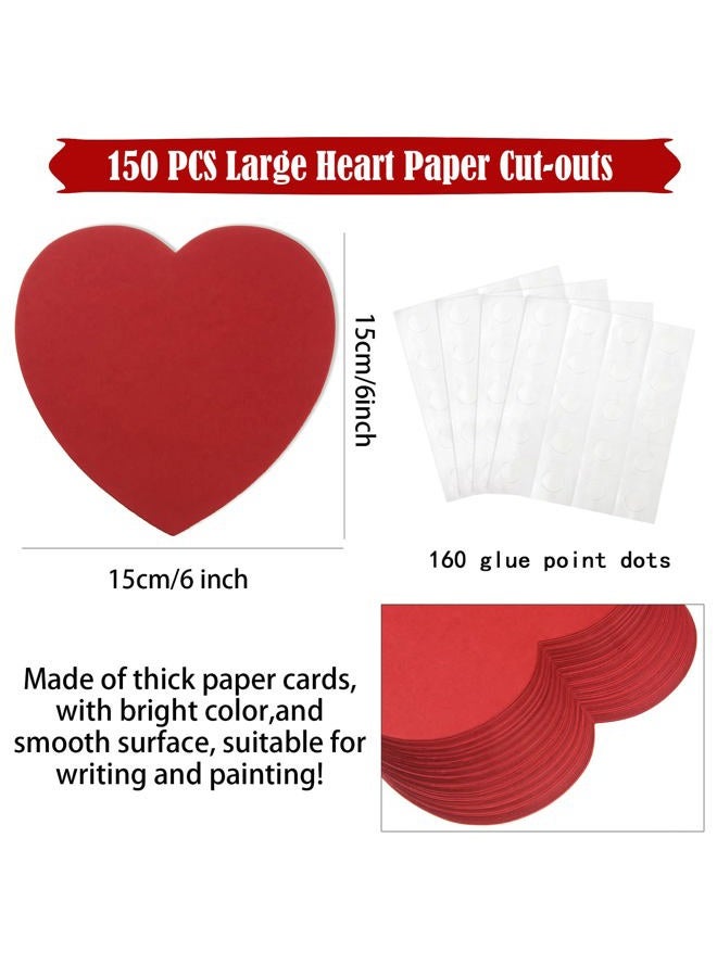 MixTeach 150 Pcs Large Heart Paper Cutouts, Red Heart Shapes Paper Cut Out, Valentines Hearts, Heart Cardstock Cutout for Valentine's Day Crafts Bulletin Board Wall Classroom Decoration - Image 2