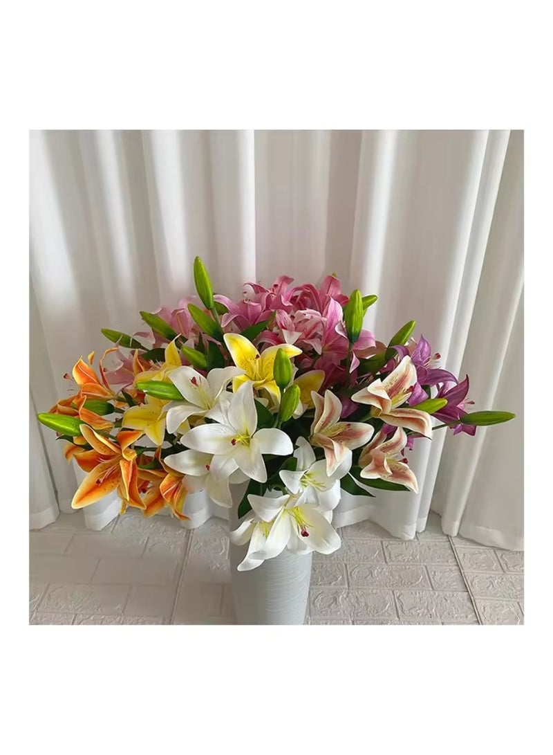 Huitich Wedding Decor with 5-Fork 7-Headed Lily Artificial Flower Arrangement Pink - Image 3