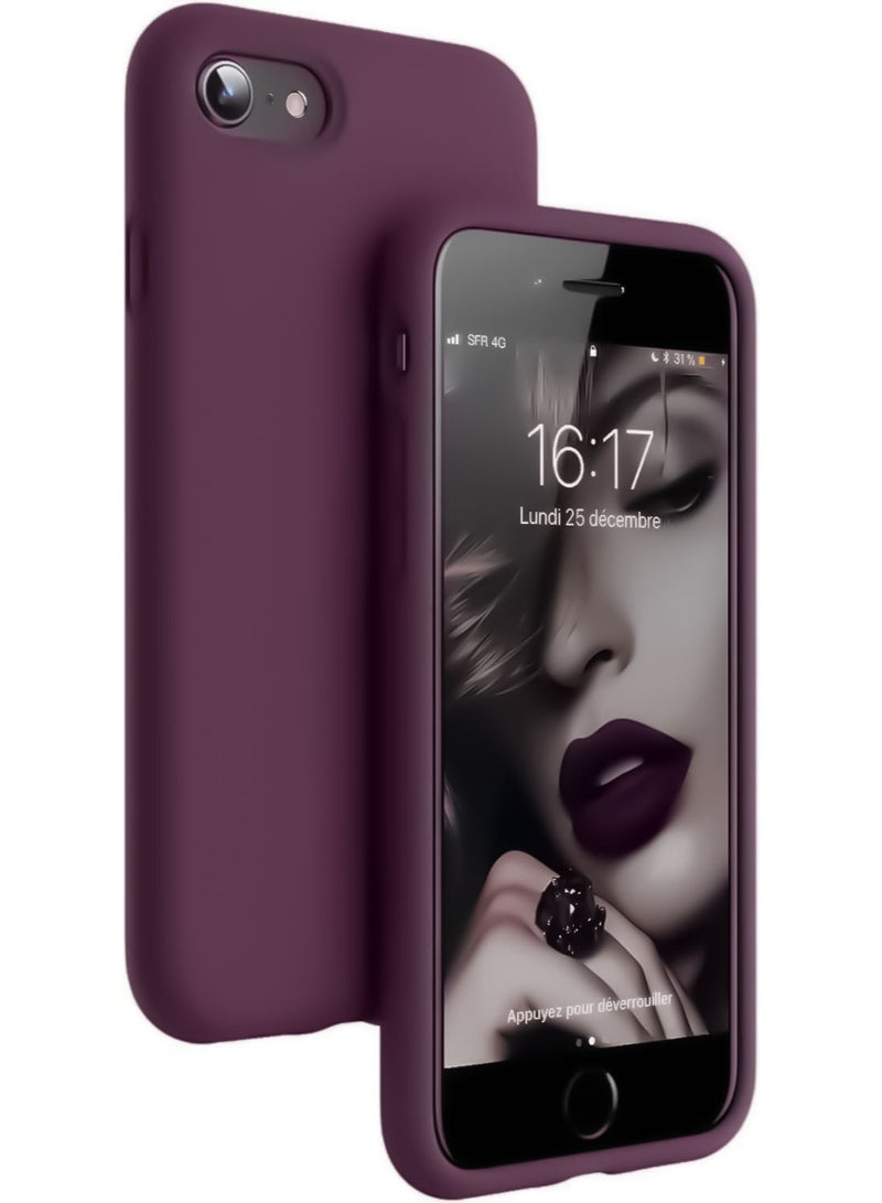 Compatible with iPhone 7/8/Se 2020/2022 Case 4.7 Inch Slim Liquid Silicone 4 Layers Soft Gel Rubber Shockproof Protective Phone Case with Anti Scratch Microfiber Lining ( Wine Red)