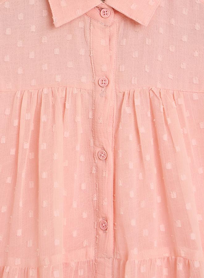 Stylo Bug Girls Peach A-Line Knee-Length Casual Dress - Image 4