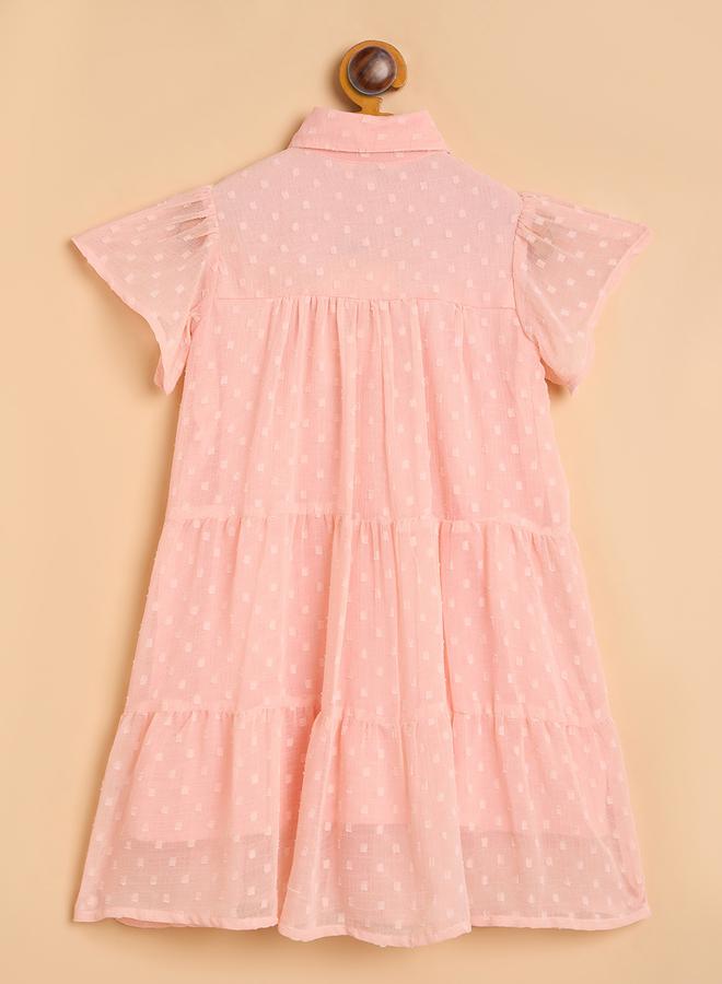 Stylo Bug Girls Peach A-Line Knee-Length Casual Dress - Image 3