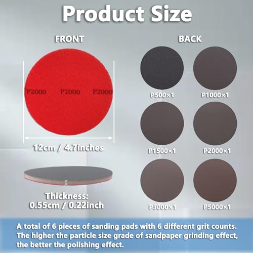 Mecefeno Bowling Sanding Pads, Bowling Ball Sanding Pads 6 Pieces Grit Pads for Bowling Ball Sanding Sand Pads Polishing Cleaning Pad Grit 500, 1000, 1500, 2000, 3000, 5000 for Ball Resurfacing Polishing Kit - Image 2