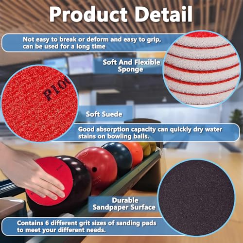 Mecefeno Bowling Sanding Pads, Bowling Ball Sanding Pads 6 Pieces Grit Pads for Bowling Ball Sanding Sand Pads Polishing Cleaning Pad Grit 500, 1000, 1500, 2000, 3000, 5000 for Ball Resurfacing Polishing Kit - Image 3