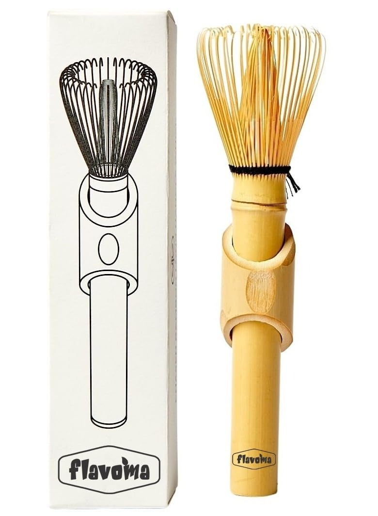 Flavoma Japanese Handmade Long Handle Bamboo Matcha Whisk/Chasen/Brush - Traditional Long Handle Bamboo Whisk for Brewing Matcha - Image 1