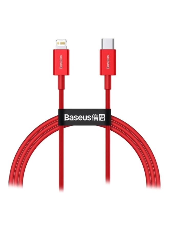 بيسوس "كابل USB C إلى Lightning للشحن السريع ونقل البيانات مزود بتقنية PD وقدرة 20 وات ورأس Type- C من سلسلة سوبيريور للاستخدام مع هواتف أبل آيفون 13 و12 و11 برو ماكس وميني وXS وX و8 و7 و6 و5 وSE وأجهزة الآي باد والمزيد (بطول 1 متر) أحمر" أحمر - Image 1