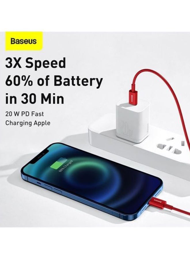 بيسوس "كابل USB C إلى Lightning للشحن السريع ونقل البيانات مزود بتقنية PD وقدرة 20 وات ورأس Type- C من سلسلة سوبيريور للاستخدام مع هواتف أبل آيفون 13 و12 و11 برو ماكس وميني وXS وX و8 و7 و6 و5 وSE وأجهزة الآي باد والمزيد (بطول 1 متر) أحمر" أحمر - Image 3