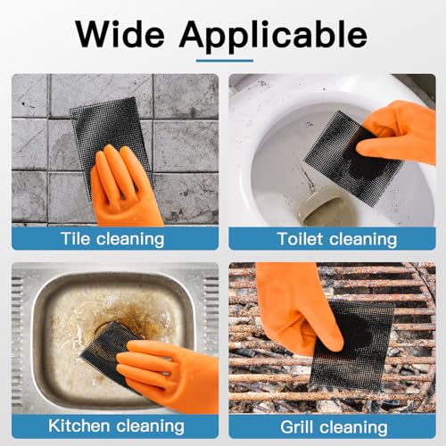 Yncotte Cleaning Screen, 5.5x4 Inch Upgraded Toilet Cleaner Hard Water 15PCS Toilet Ring Remover Abrasive Grit Mesh Pads for Bowls Griddle Household Stain Calcium Deposits Carbon Rust Scrubber - Image 5