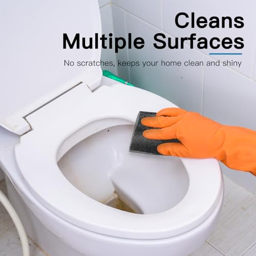 Yncotte Cleaning Screen, 5.5x4 Inch Upgraded Toilet Cleaner Hard Water 15PCS Toilet Ring Remover Abrasive Grit Mesh Pads for Bowls Griddle Household Stain Calcium Deposits Carbon Rust Scrubber - Image 4