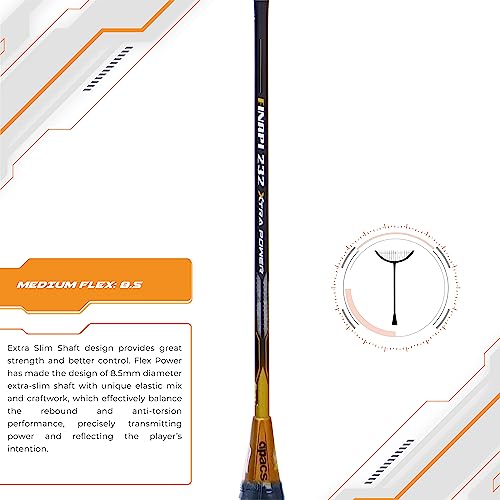 Apacs Finapi 232 Xtra Power (40LBS, 100% Top Grade UHM Japanese Graphite) Extra Strong Professional Unstrung Badminton Racket with Free Full Cover (Black) - Image 5