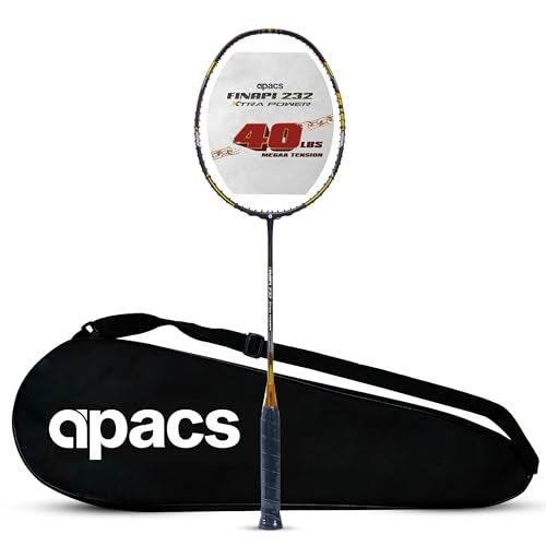 Apacs Finapi 232 Xtra Power (40LBS, 100% Top Grade UHM Japanese Graphite) Extra Strong Professional Unstrung Badminton Racket with Free Full Cover (Black) - Image 1
