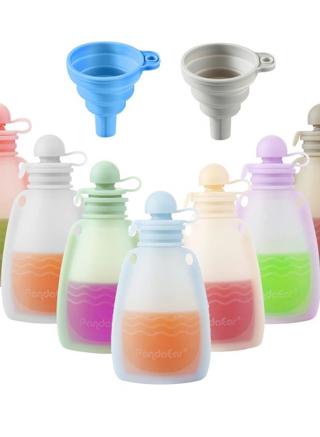 PandaEar Reusable Silicone Baby Food Pouches, 7 Pack Squeeze Pouches for Toddler Kids, BPA-Free Silicone Refillable Baby Food Storage, 5.5 oz/160 ml - Image 1