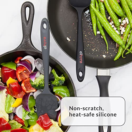Elihome Chef Series 3 Piece Silicone Spatula Set - 600°F Heat Resistant Non Stick Rubber Kitchen Scraper Spatulas for Cooking, Baking, and Mixing – BPA Free and LFGB Certified Silicone (Grey) - Image 3