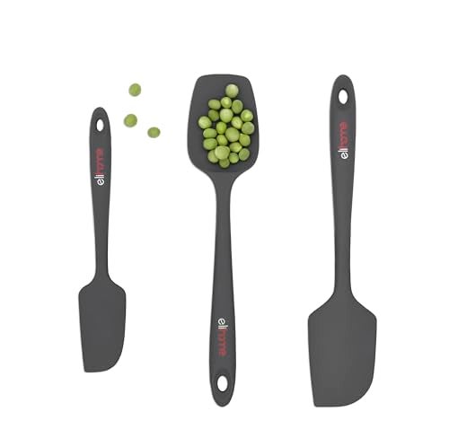 Elihome Chef Series 3 Piece Silicone Spatula Set - 600°F Heat Resistant Non Stick Rubber Kitchen Scraper Spatulas for Cooking, Baking, and Mixing – BPA Free and LFGB Certified Silicone (Grey) - Image 1