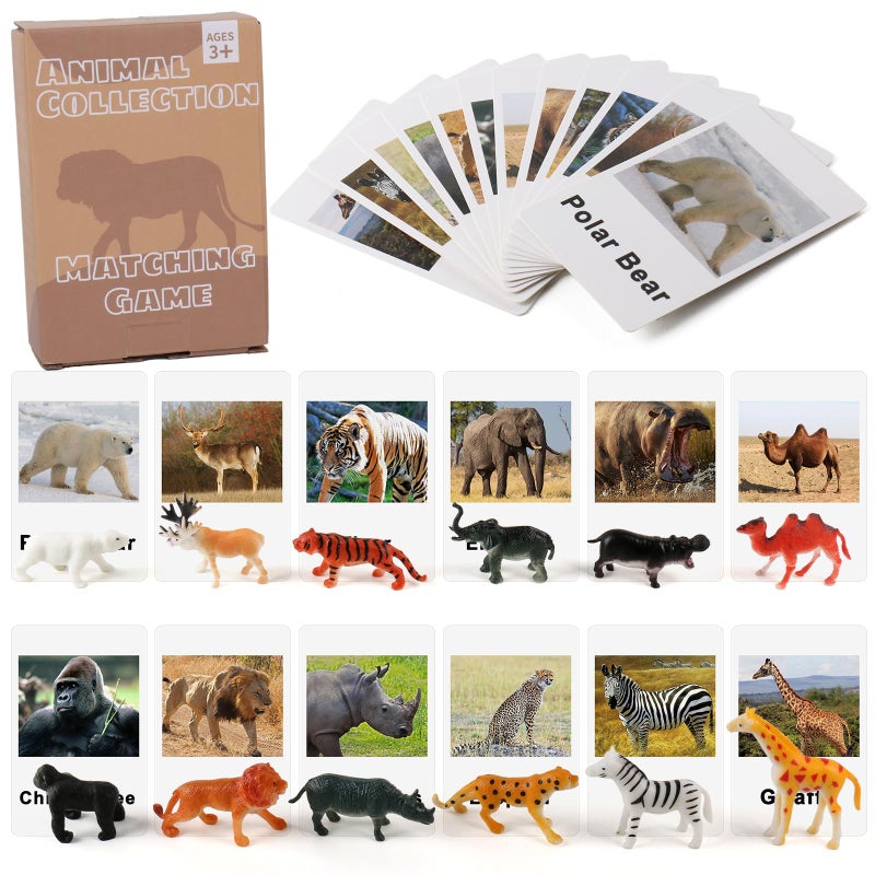 MEROCO Montessori Animal Match Miniature Forest Animal Toy Figurines with Matching Cards Montessori Language Materials Preschool Learning Toy NEWTT0010YS3 - Image 3