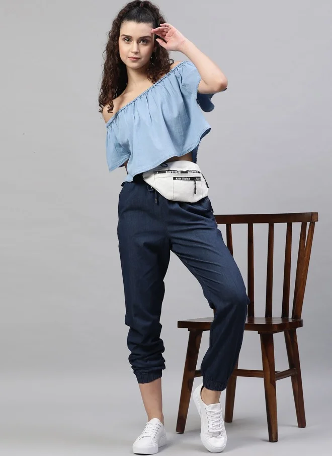STREET 9 BASICS Blue Denim Joggers for Women