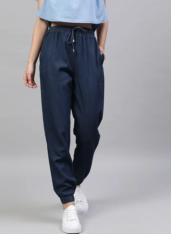 STREET 9 BASICS Blue Denim Joggers for Women