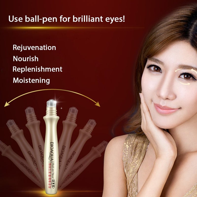 BIOAQUA Gold Essence Collagen Eye Cream Anti Dark Circle Wrinkle Repairing Ball-Pen Plant Extracts Moisturize Charm - Image 2
