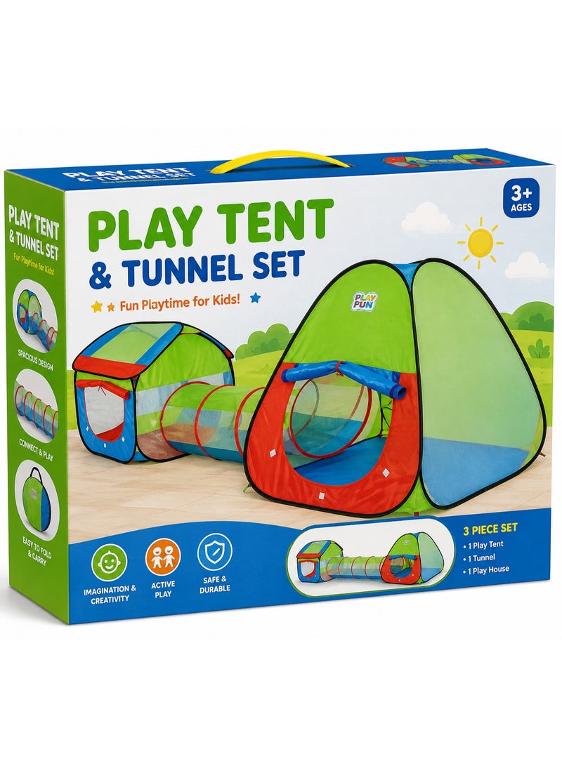 Kids' 3-Piece Play Tent & Tunnel Set for Ages 3+