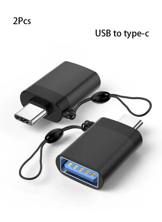2PCS USB 3.0 Type C OTG Adapter Fast USB A to Type C Adapter for Macbook Pro/Xiaomi/ Huawei/Samsung/Laptop/iPad, Mini USB Adapter Type-C OTG Cable Converter（Black） - Image 1