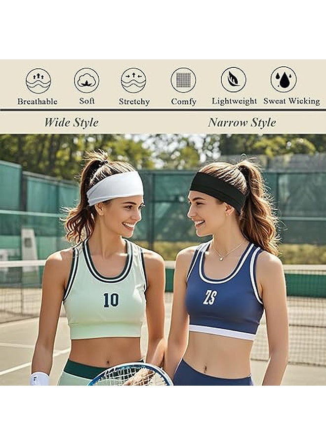 MXN 5Pcs Wide Sport Headbands for Women, Breathable Cotton Elastic Running Fitness Yoga Sweat Wicking Headbands, Ideal for Workouts Gym Cycling Outdoor Activities - Image 3