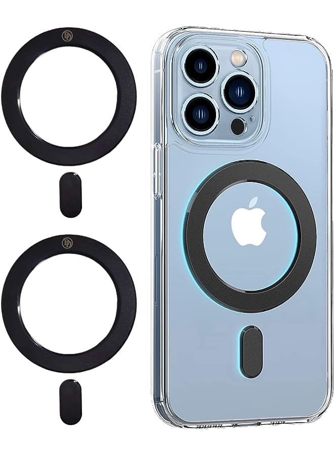 PROMASS Universal MagSafe Magnetic Ring, Magnet Sticker Compatible with MagSafe Accessories & Wireless Charging for iPhone 14/13/12/11 Mini Pro Max, Galaxy S22/S21 Fe Ultra (2 Pack of Black)  - Image 1