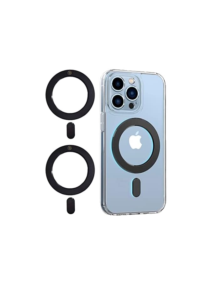 PROMASS Universal MagSafe Magnetic Ring, Magnet Sticker Compatible with MagSafe Accessories & Wireless Charging for iPhone 14/13/12/11 Mini Pro Max, Galaxy S22/S21 Fe Ultra (2 Pack of Black)  - Image 2