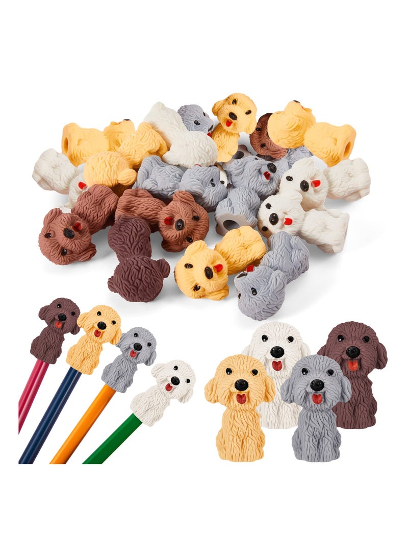 24PCS 3D Dog Pencil Top Erasers, Cute Animal Pencil Erasers Funny Dog Pencil Eraser Toppers Pet Puppy Eraser Caps Cute Dog-Themed Pencil Erasers for Kids Birthday Gifts School Stationery Supplies - Image 1