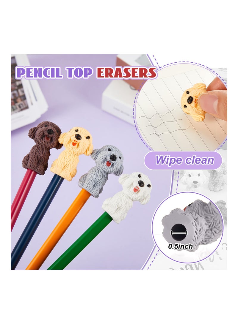24PCS 3D Dog Pencil Top Erasers, Cute Animal Pencil Erasers Funny Dog Pencil Eraser Toppers Pet Puppy Eraser Caps Cute Dog-Themed Pencil Erasers for Kids Birthday Gifts School Stationery Supplies - Image 3