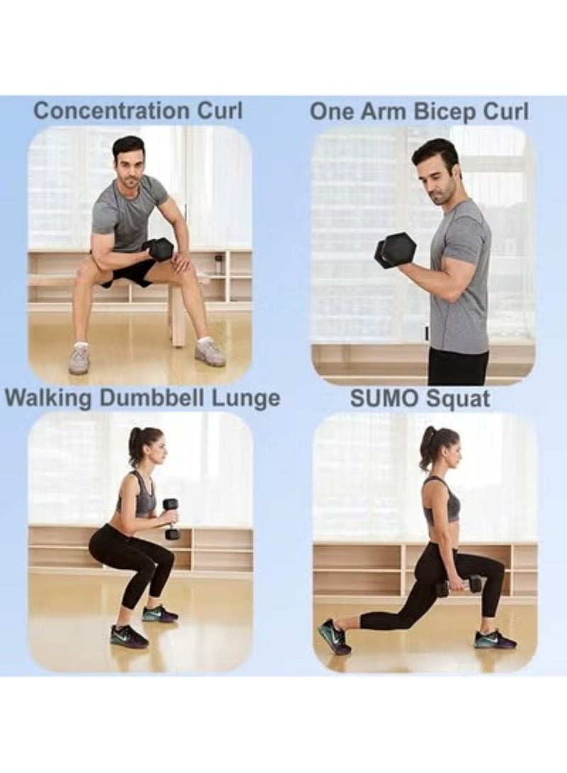 Huitich 5KG Rubber Hex Dumbbell Black Single Piece - Image 2