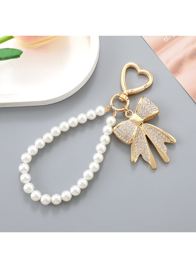 NIBEMINENT Super Cute Beaded Phone Charm – Trendy Phone Chain Wrist Strap, Shining Beads Chain Lanyard for Cell Phone