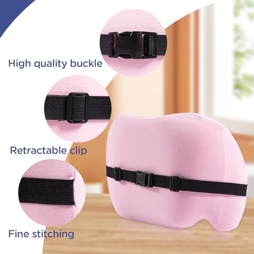 BYMECOST Lumbar Support Pillow for Office Chair, Car Lumbar Pillow Lower Back Pain Relief, Memory Foam Back Cushion with Adjustable Straps, Ergonomic Chair Back Pillow for Gaming Chair, Car, Bed (PINK) - Image 3