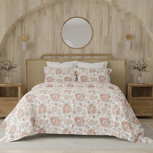 Layers Zen Cotton Blend 225 CVC Multicolor Jacobean Print King Bed Sheet Set | 1 King Bedsheet & 2 Pillow Cover | Breathable & Anti-Wrinkle | 2.74m x 2.29m - Image 2