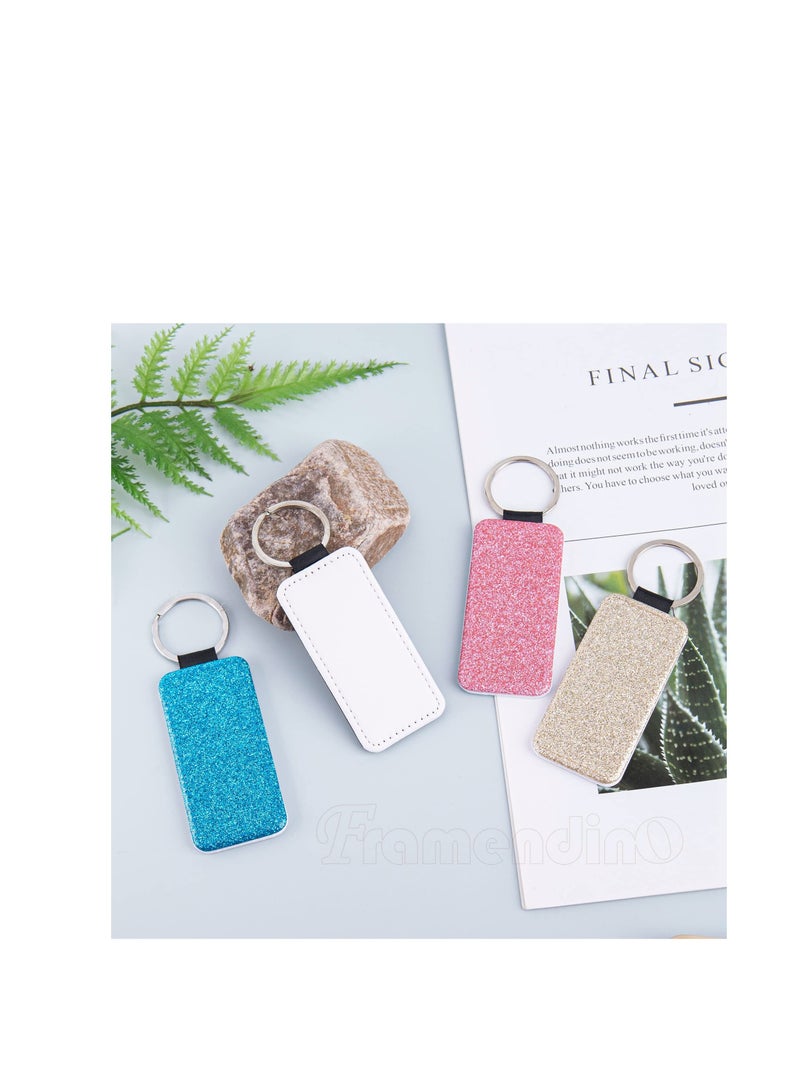 Excefore 8 Pcs Sublimation Keychains Blank, PU Leather Sublimation Keychains, Perfect for Pendant Ornament Making, DIY Craft - Image 3