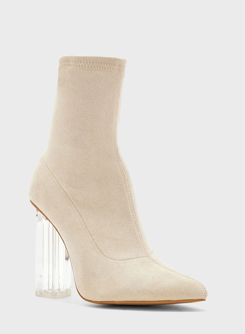 ELLA Clear Heel Pointed Boot