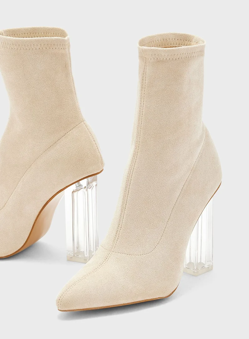 ELLA Clear Heel Pointed Boot