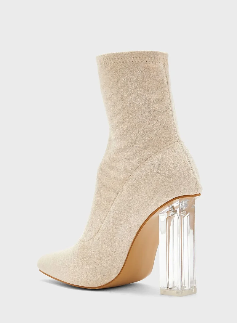 ELLA Clear Heel Pointed Boot